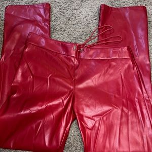 Red Faux Leather Pants from Tiger Mist